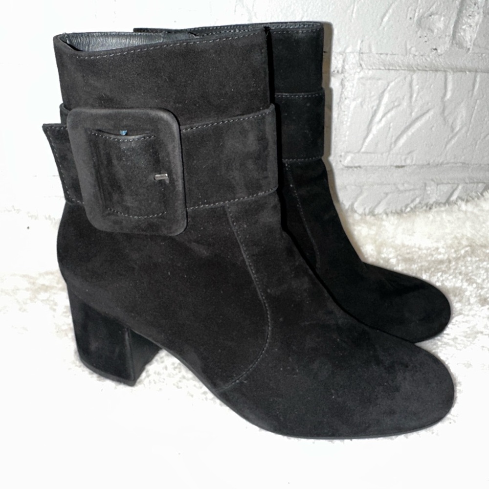 New PAUL GREEN Natalia Buckle Black Suede Ankle Boots Size 6.5 - Picture 3 of 11